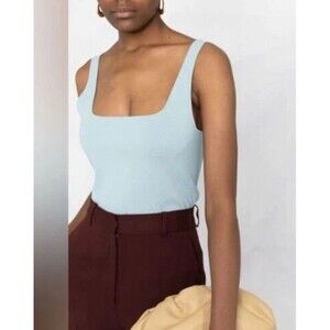 VINCE Square Neck Sweater Tank Cami Top In Pale Bay Sz Medium New